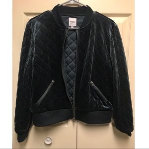 KENSIE Teal Velvet Bomber Jacket